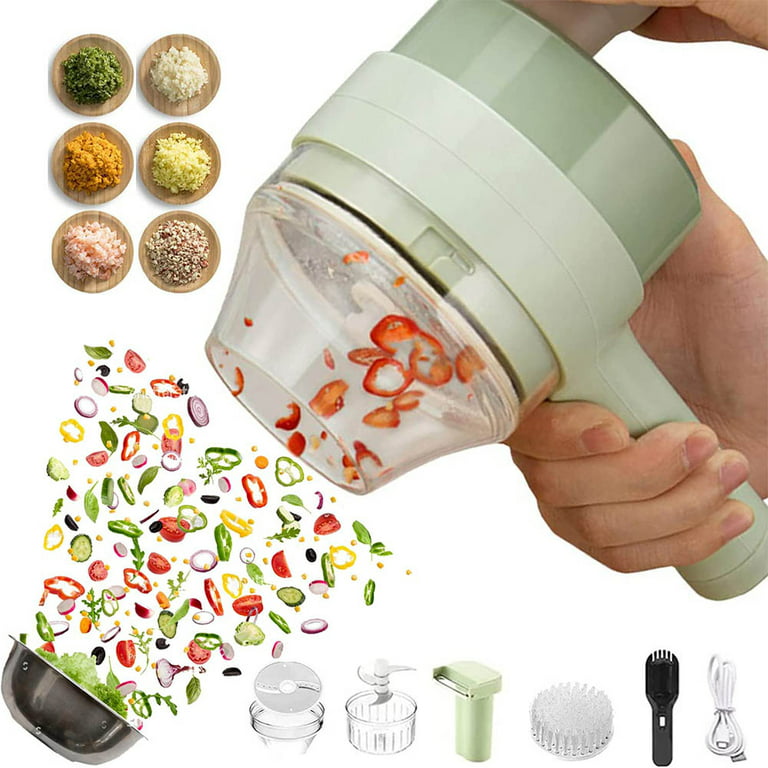4 in 1 Portable Electric Vegetable Cutter Set, Mini Manual Vegetable Chopper  Wireless Food Processor, Kitchen Gadgets Electric Hand Chopper for Food  Cucumbers Carrots Vegetable Garlic Chili 