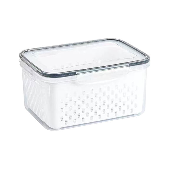 4 in 1 Produce Storage Containers for Fridge with Colander and Strainer, Airtight Stackable Fruit and Vegetable Bins for Washing Rinsing and Meal Prep, BPA Free Clear Plastic Kitchen Organizer Set