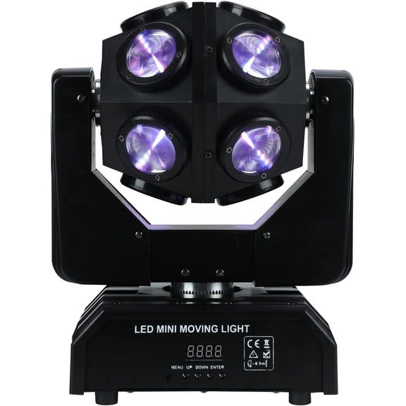 4 in 1 RGBW Moving Head Stage Light, Ball-Shape LED Beam DJ Disco Wash Party Light DJ Club Lighting DMX512 13/15 Channels Effect Lighting 360°Rotation Sound Activated Lights for Bar Club Wedding
