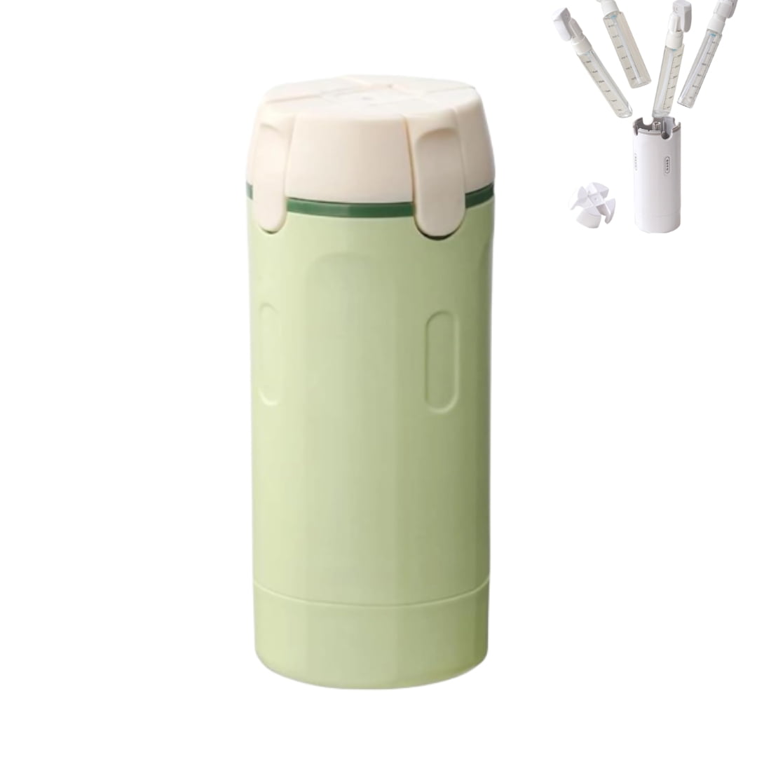 4 in 1 Refillable Travel Dispenser Bottles, Portable Travel Toiletries Bottle Set, Travel Bottles, With Light-Shielding Design, Push-Down Dispenser, Leakproof (Green)