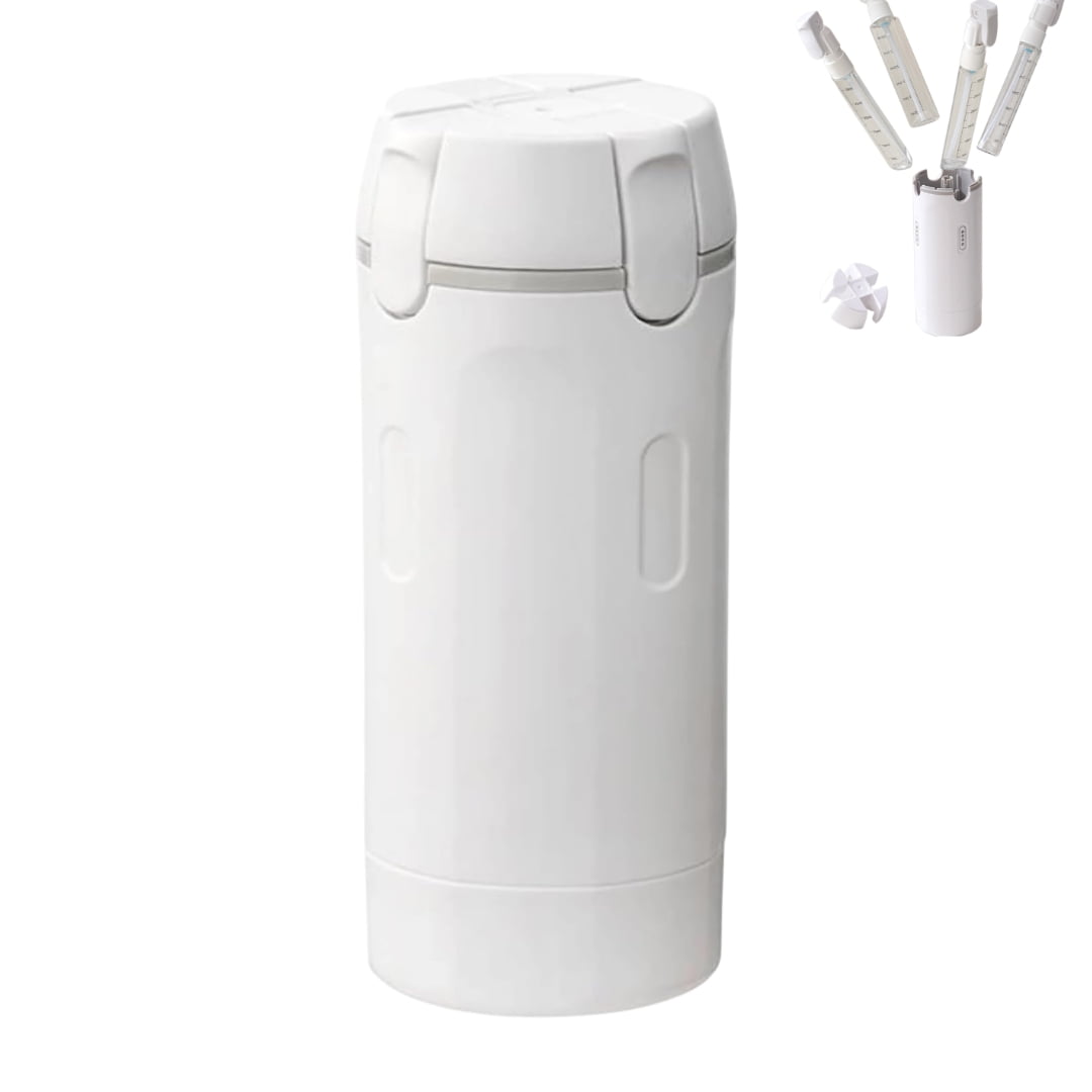 4 in 1 Refillable Travel Dispenser Bottles, Portable Travel Toiletries Bottle Set, Travel Bottles, With Light-Shielding Design, Push-Down Dispenser, Leakproof (White)