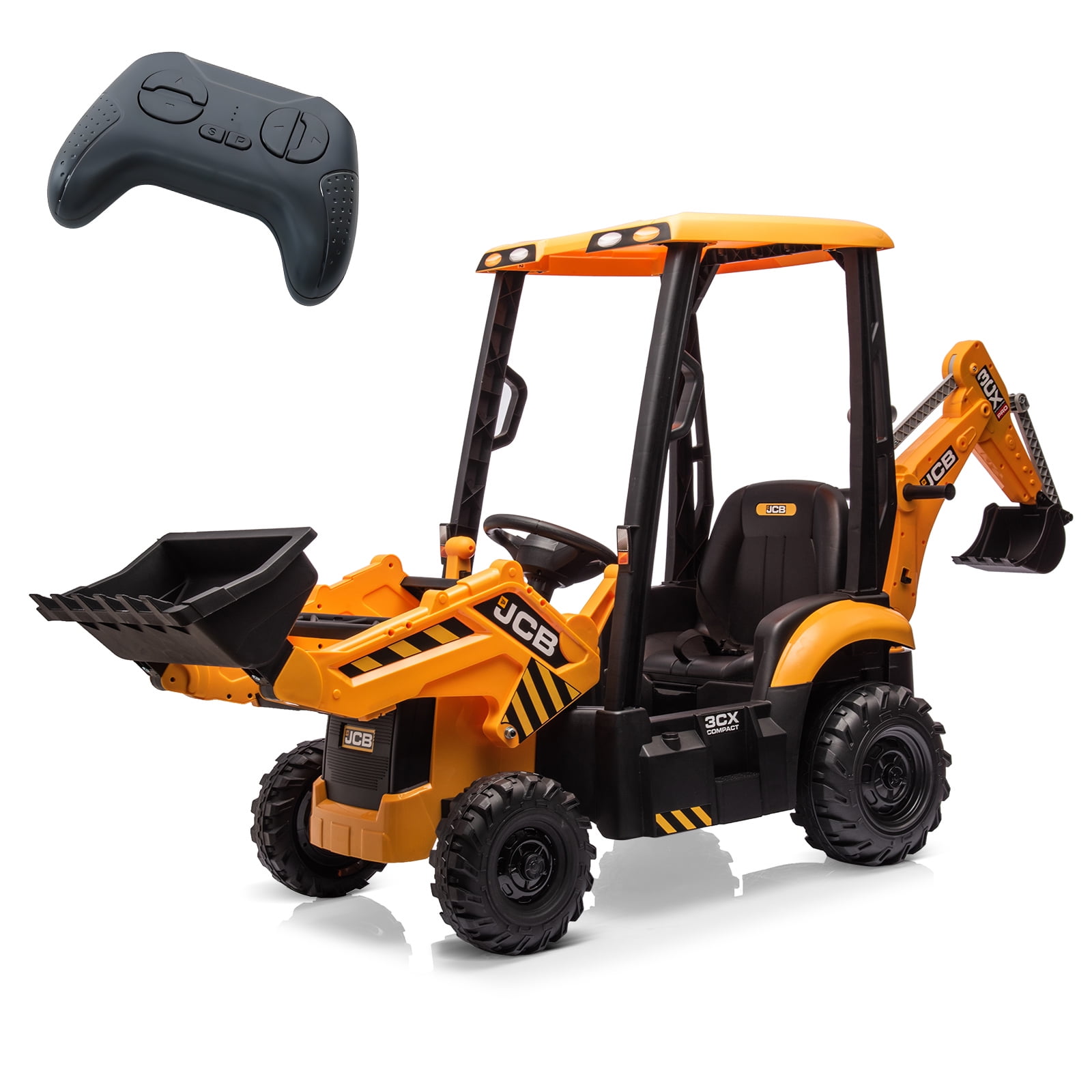 4 in 1 Ride on Tractor, Excavator & Bulldozer & Removable Tent, 12V