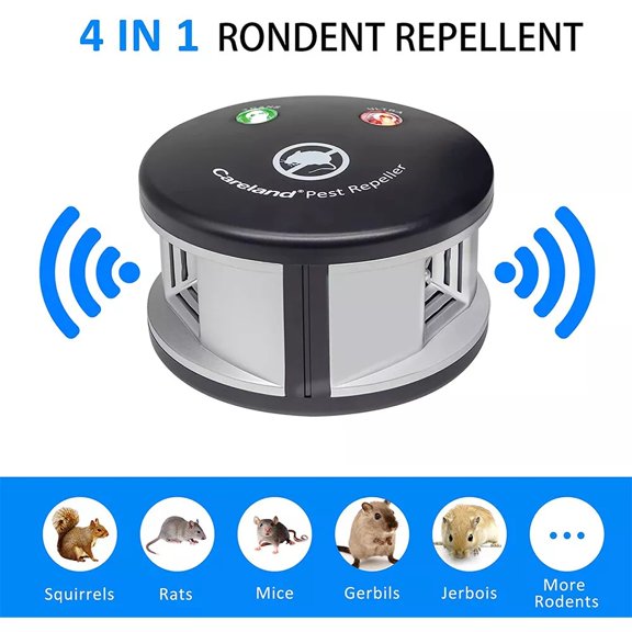 4 in 1 Rodent Repellent, 2024 New 360 Ultrasonic Plug in Mice Repellent Indoor Squirrel Repellent Pest Deterrent Control Attic Home Basement Garage Rvs