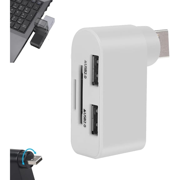 4 in 1 Rotatable USB Hub, 4 in 1 USB 2.0 Hub Docking Station, 480 Mbps 180° Rotatable Splitter Card, for Laptop Notebook USB-Hub Adapter Computer Accessories and Peripherals (1 PCS White)