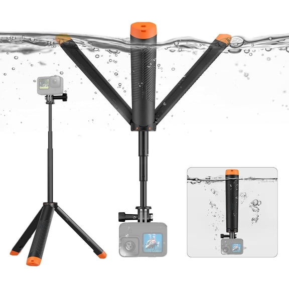 4 in 1 Selfie Stick Floating Hand Grip Tripod Waterproof Extendable Monopod for GoPro Hero 13/12/11/10/9/8/ OSMO Action 6/5 Pro/4/3/ Ace Pro/Ace and Most Action Camera