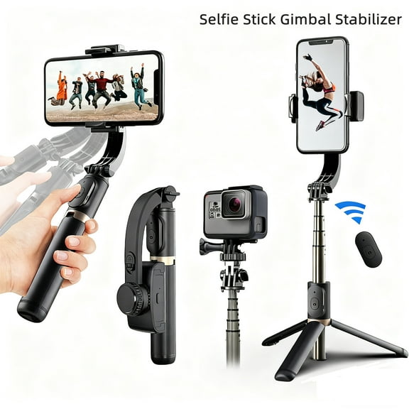 ME 4 in 1 Selfie Stick Gimbal Stabilizer, 360Automatic Rotation, Auto Balance, Gimbal Stabilizer for Smartphone with Wireless Remote, 1-Axis Phone Gimbal for Vlog, Live Broadcast (Black)