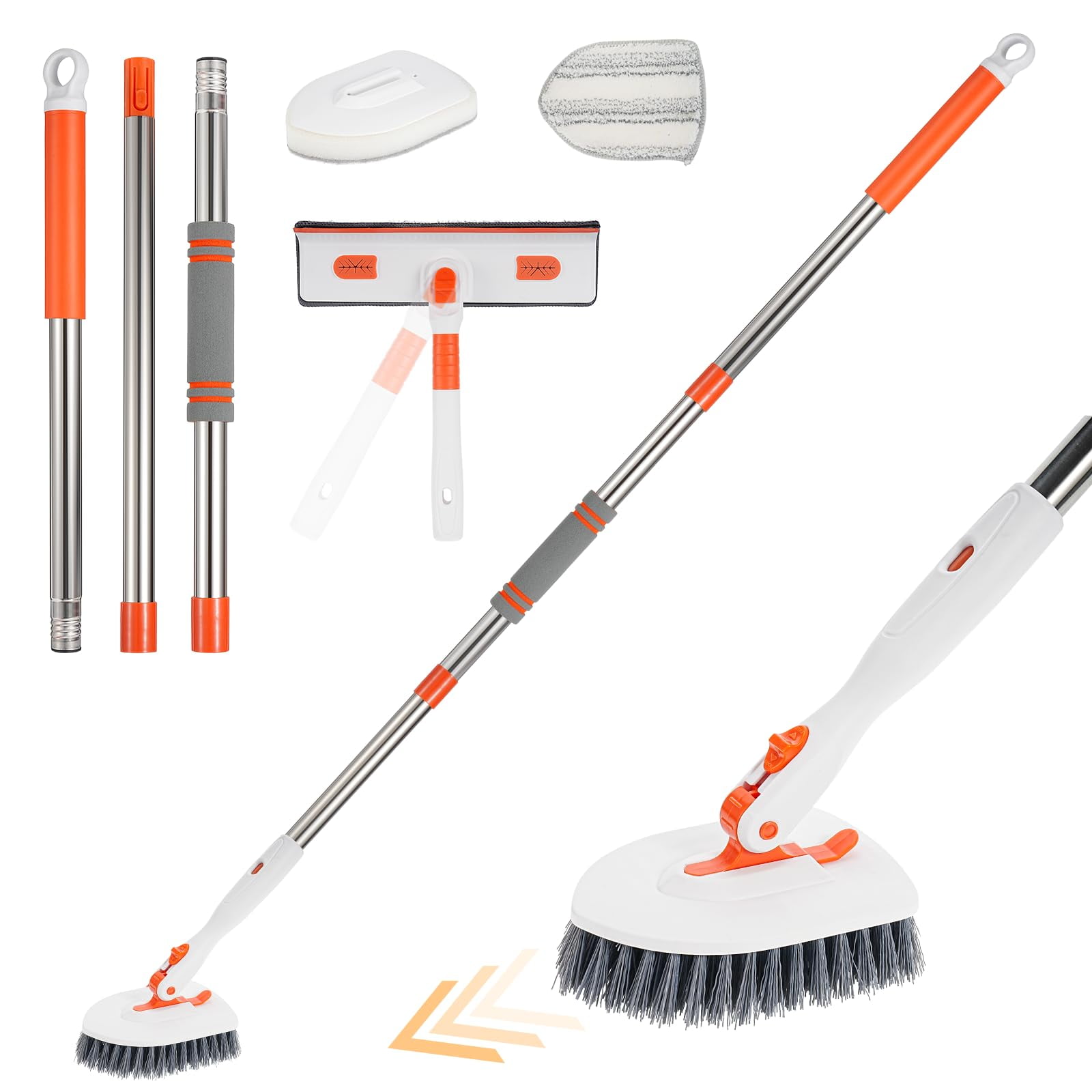 4 in 1 Shower Cleaning Bathroom Scrub with 52 inch Detachable Long