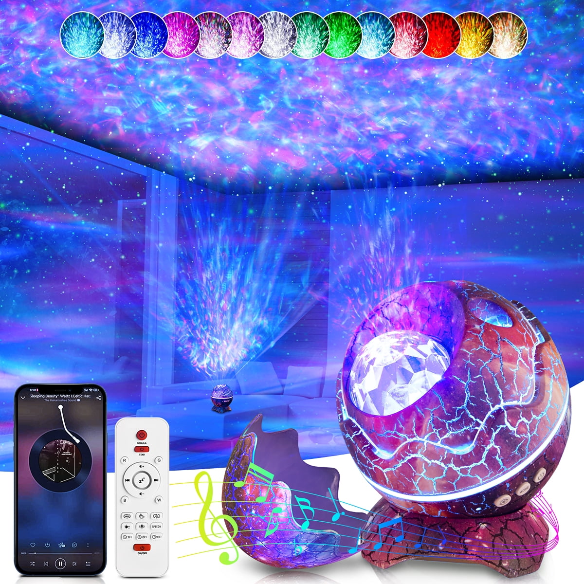 4 in 1 Star Projector, 29 Effects Night Light Projector, Galaxy Projector  with Remote Control & Bluetooth Music Speaker, 3 Timer & 19 White Noise for  Kids / Adults / Bedroom / Party / Home Decor 