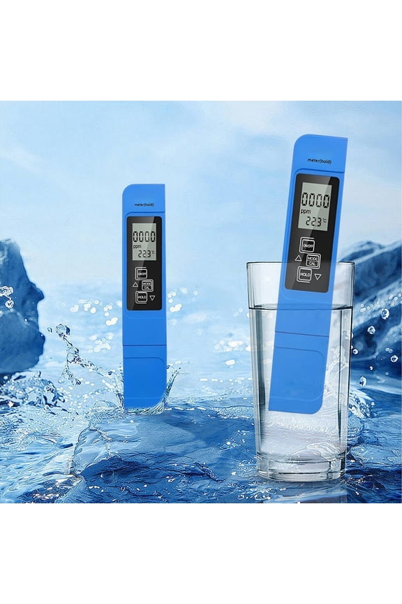 4 in 1 TDS Meter Digital Water Tester, EC & Temp Display for Drinking Water, Pool, Hydroponics, Aquarium, Portable Auto Temperature Compensation, Blue, 1PC