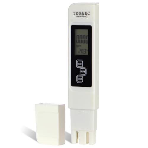 4 in 1 TDS Meter,TDS Meter Digital Water Quality Tester,Portable,EC Meter & Temperature Meter,0-9999 ppm for Hydroponics,Pool,Aquarium and Water Hardness Test