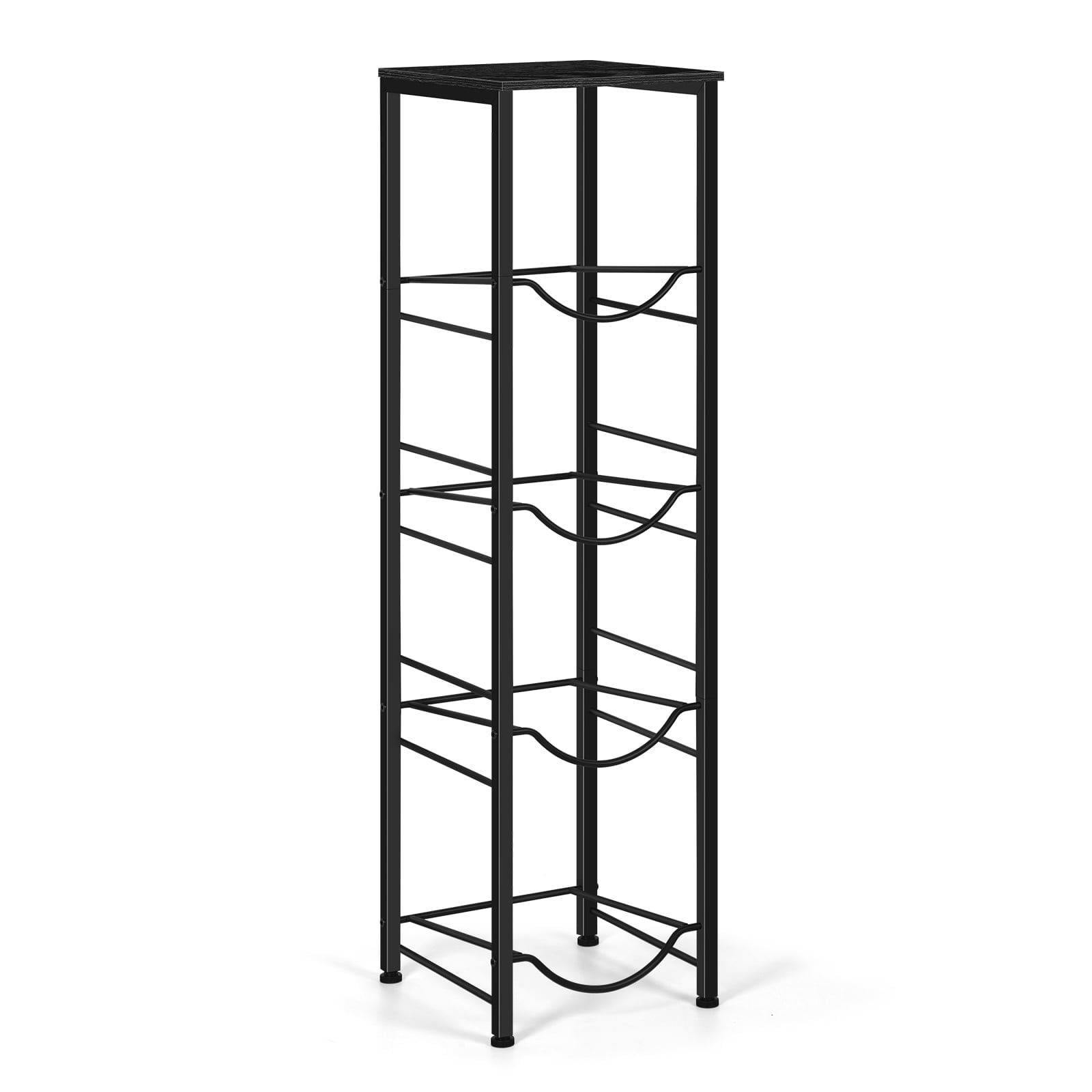 4+1 Tier Square Tube Water Jug Storage Rack with Top Shelf, Black Metal ...