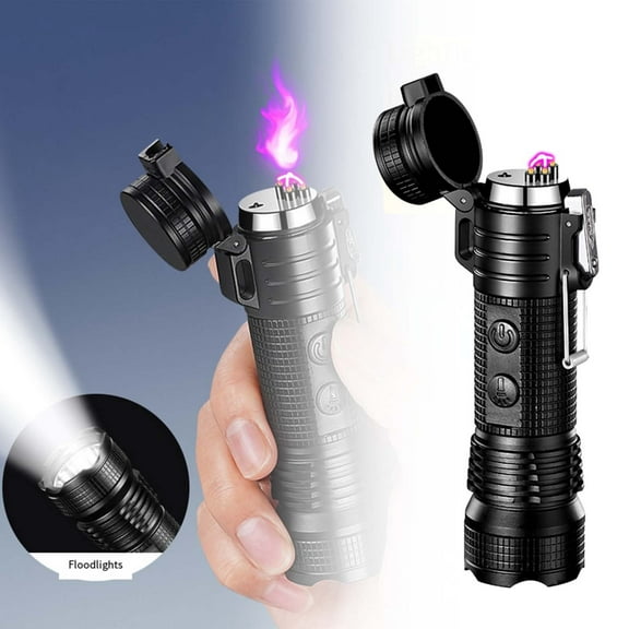 4 In 1 Tool 3000°F Windproof Arc + 100ft Beam Flashlight With Strobe Emergency Glass & Device USB C Rechargeable IPX4 Gear Light Headlamp Running Lights for Runners Clip on Hat Teapot Miners Lamp