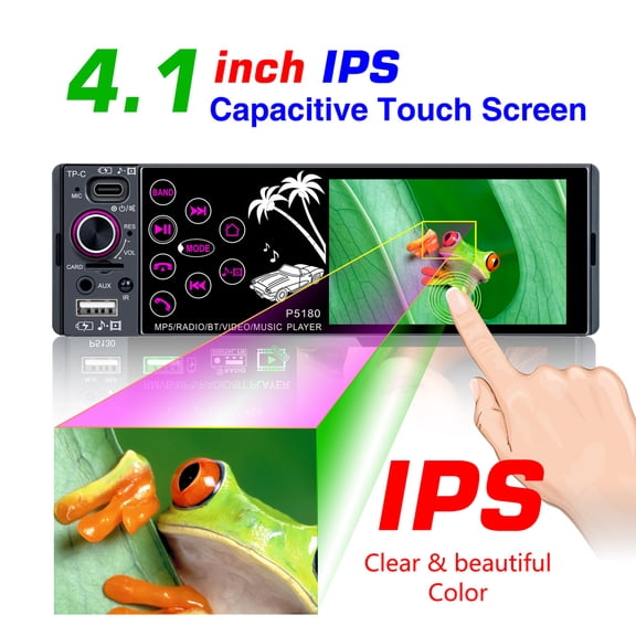 4.1" Touch Screen Radio MP4 MP5 Media Player Subwoofer FM AUX +Rear View Camera