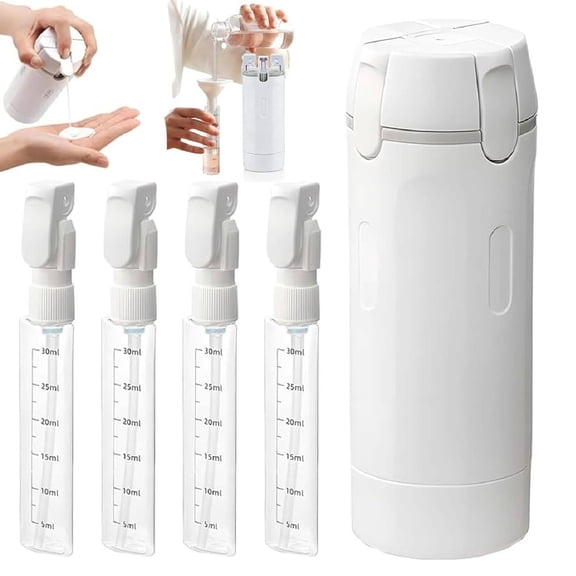 4 in 1 Travel Bottle Set, Leak Proof 30ML Portable Refillable Containers for Shampoo, Conditioner, Lotion & Cream | No Spill, Space Saving Design for Vacation & Business Trips(White)