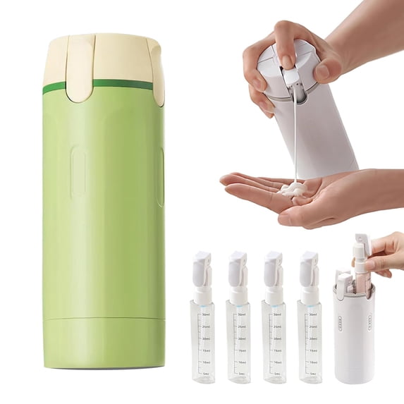 4 in 1 Travel Dispenser, 4 Pack 30ML Travel Bottles for Toiletries,Leak Proof Travel Size Containers, Portable Containers for Shampoo Lotion Conditioner Cream (Green,1 set)