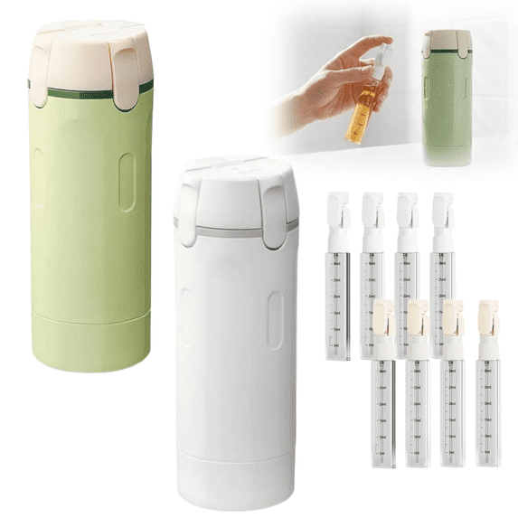 4 in 1 Travel Dispenser Bottle,4 Pack 30ml Travel Containers for Toiletries, for Women, Men, Family Travel Size Pump Bottle,Portable Containers for Shampoo Lotion Conditioner Cream(Green,2set)