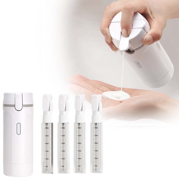 4 in 1 Travel Dispenser Bottle for Toiletries Portable Leak Proof Refillable Toiletry Containers with Scale Label, Storage for Flights Gym Bag Weekends Travel 4 Pack/30ML