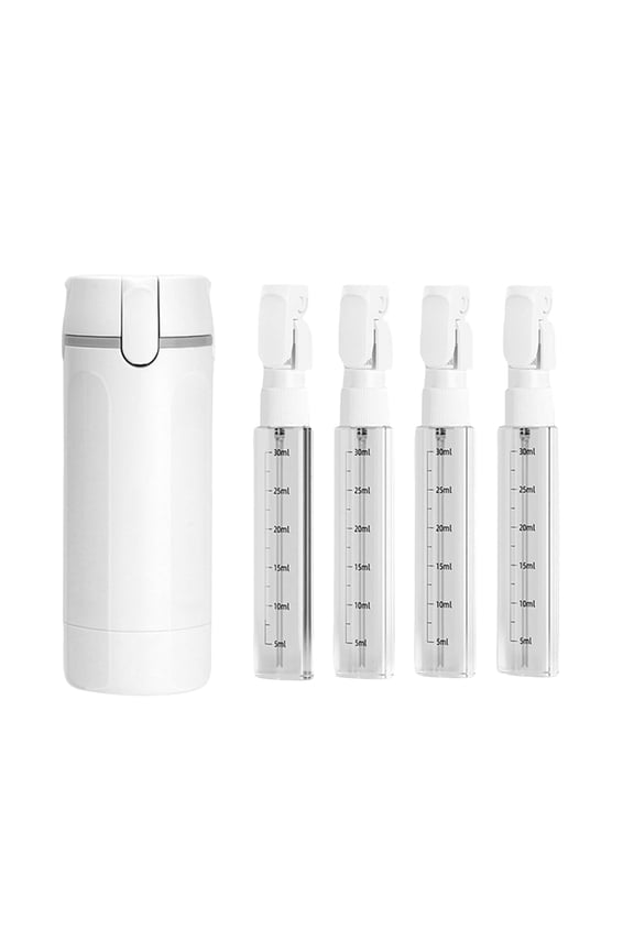 4 in 1 Travel Dispenser Bottle for Toiletries Portable Leak Proof Refillable Toiletry Containers with Scale Label, Storage for Flights Gym Bag Weekends Travel 4 Pack/30ML(White)