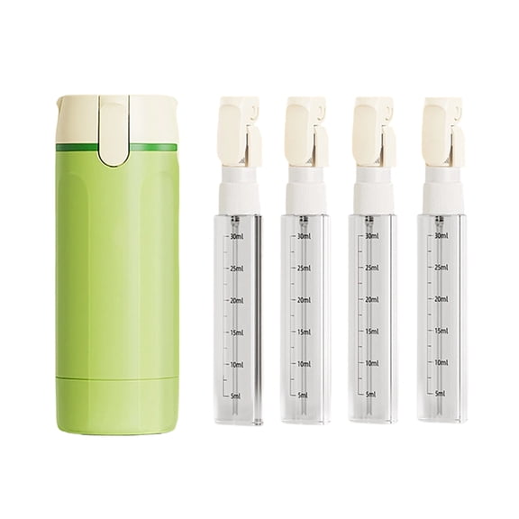 4 in 1 Travel Dispenser Bottle for Toiletries Portable Leak Proof Refillable Toiletry Containers with Scale Label, Storage for Flights Gym Bag Weekends Travel 4 Pack/30ML(Green)