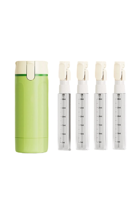4 in 1 Travel Dispenser Bottle for Toiletries Portable Leak Proof Refillable Toiletry Containers with Scale Label, Storage for Flights Gym Bag Weekends Travel 4 Pack/30ML(Green)