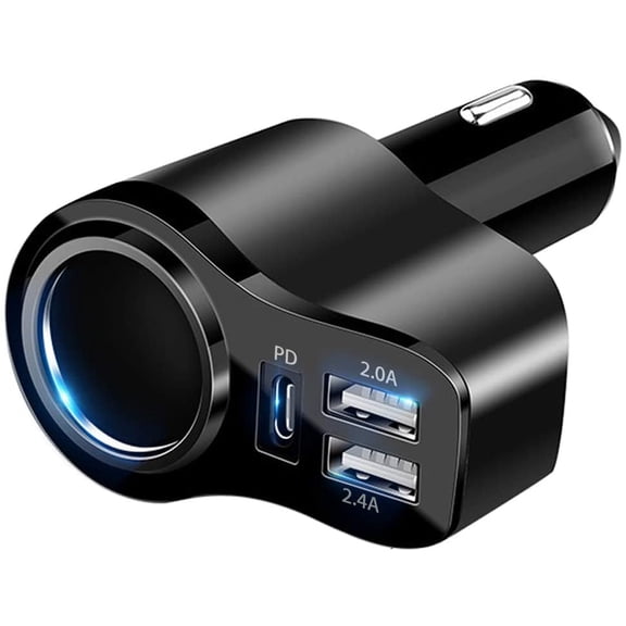 4 in 1 USB C Car Charger, 168W Multi Cigarette Lighter Adapter, Socket Splitter with 3 Ports, 12V/24V Dual Type PD Fast Charger Adapter for iPhone 17/Air/16/15 Pro Max iPad GPS