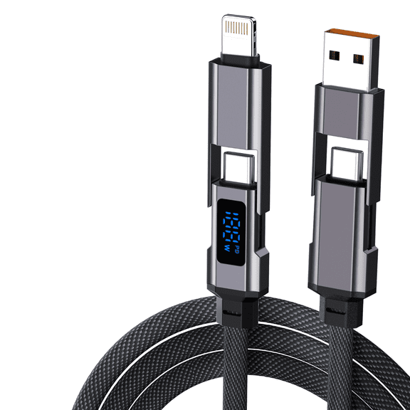 4 in 1 USB C Charging Cable 240W Fast Charging Multi Charger Cord with E-Mark Smart Chip, Nylon Braided Cable for Smartphones Tablets Laptops and More