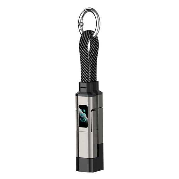 4 in 1 USB C Keychain Charger Cable, 65W Fast Charging Short Phone Lanyard Data Cable, Portable Multi Charge Digital Display Cord for iPhone Android(black)