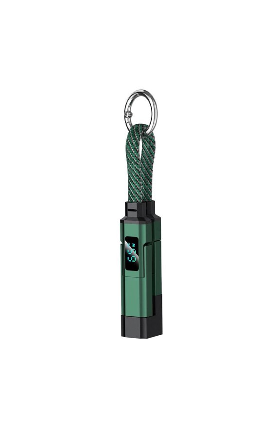 4 in 1 USB C Keychain Charger Cable, 65W Fast Charging Short Phone Lanyard Data Cable, Portable Multi Charge Digital Display Cord for iPhone Android(green)