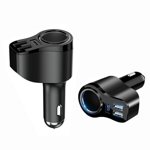 4 In 1 USB Car Charger, 36W Multi USB Cigarette Lighter Adapter, Socket Splitter with 3 USB Ports, 12V/24V Dual USB C PD Fast Car Charger Adapter, Suitable for IPhone 13/12/11/XS/8, Samsung, LG, GPS