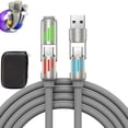 thumbnail image 1 of 4 in 1 USB Charging Cable, 240w 4-in-1 USB C Cable, 4 in 1 USB 240w Cable, Multi Charger Cable with Breathing Light, 5a Multi Fast Charging & Data Sync Silicone Compatible (Gray), 1 of 7