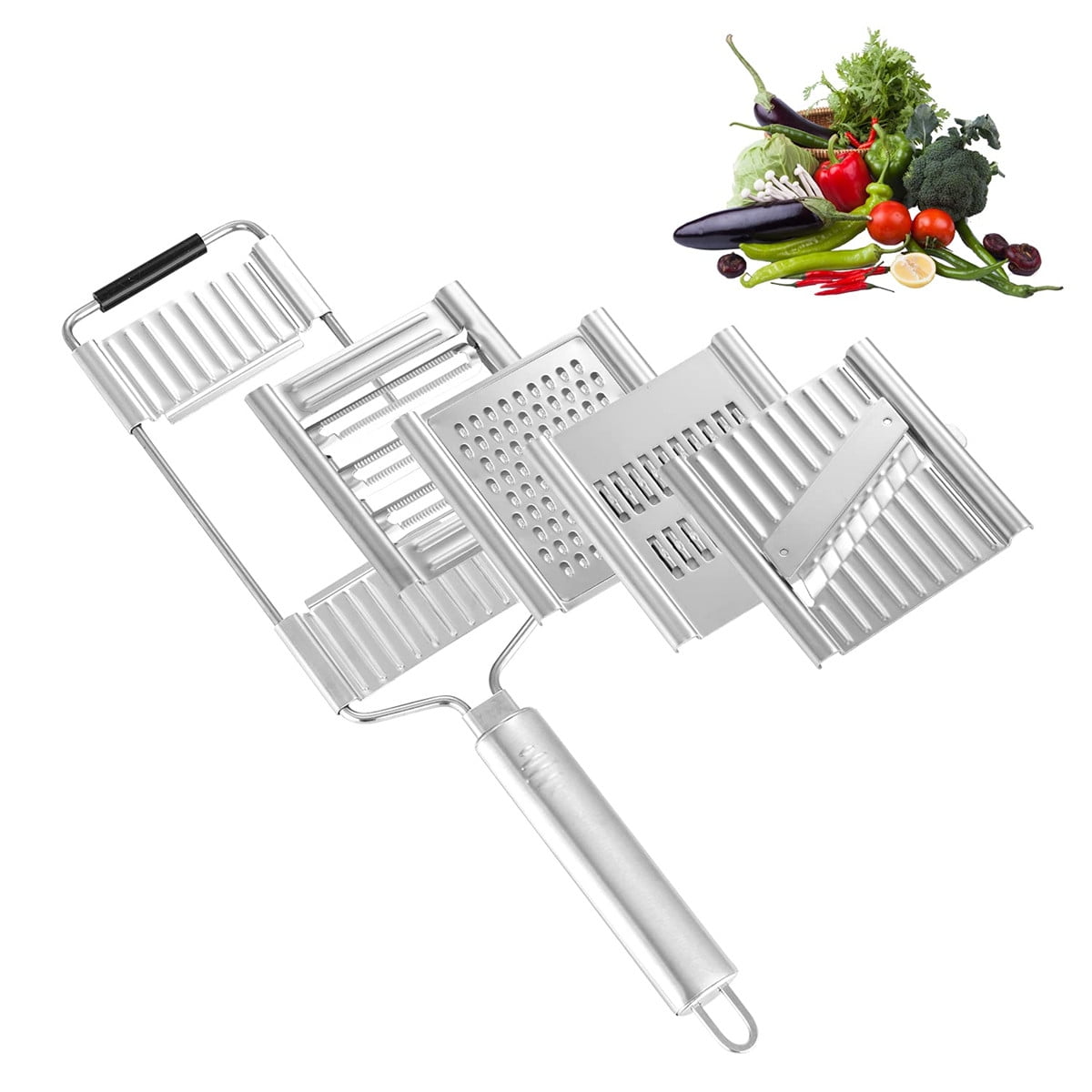 Suuker Vegetable Slicer Set,Stainless Steel Cheese Grater & Vegetable  Chopper with 4 adjustable Blades for Vegetables, Fruits,Hand-held Shredder