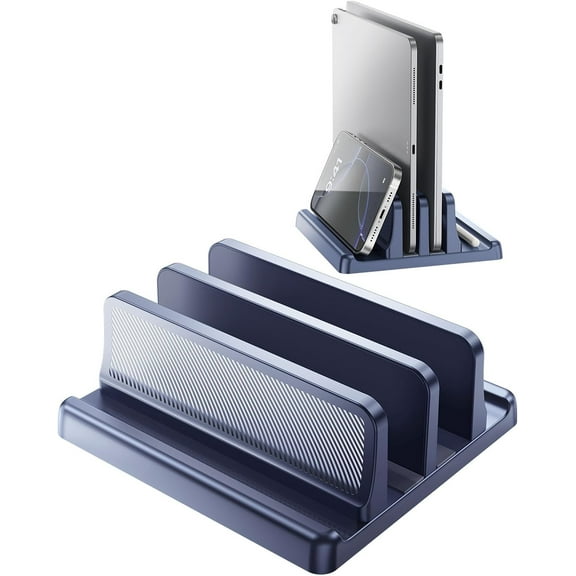 4 in 1 Vertical Laptop Stand Holder,Adjustable ABS Plastic Desktop Management Notebook Dock,Vertical Space-Saving for All MacBook/Surface/Samsung/HP/Dell/Chrome Book(Drak Blue)