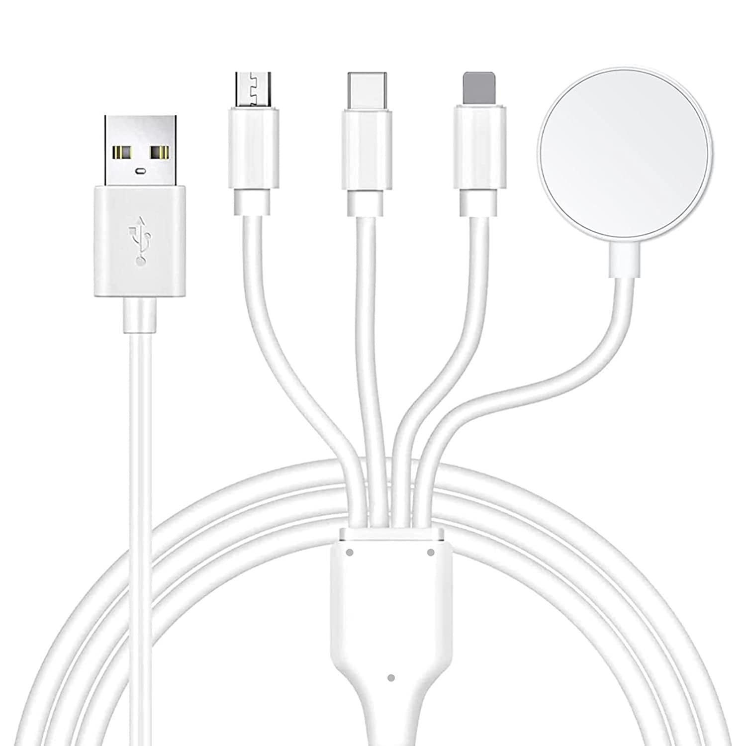 4 in 1 Watch Phone Charger Cable Multi USB Charging Cable Type C Cable Fast Magnetic Charging Cord Compatible with Apple Watch iPhone Galaxy