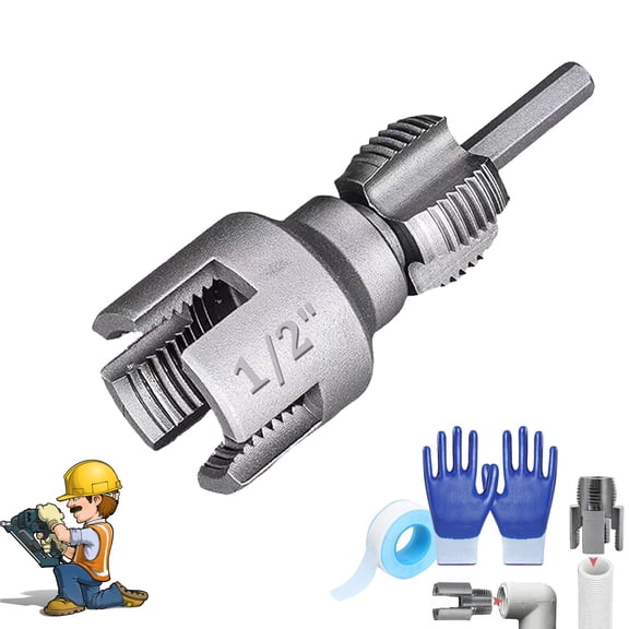 4 in 1 Water Pipe Threader Tool for Drill, 1/2", 3/4", 1" Pvc Pipe Threading Kit, Carbon Steel Pipe Tap Set, Water Pipe Threading Tool for Electric Drills (1")
