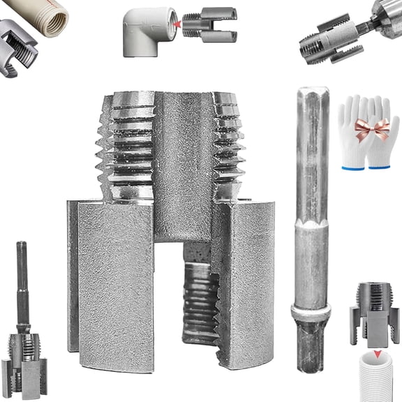 4 in 1 Water Pipe Wrench, 4 in 1 PVC Pipe Threader Tool, Integrated Internal & External Pipe Threading Tool for 1/2", 3/4", Electric Drill Compatible Water Pipe Thread Cutting Tool (3/4")