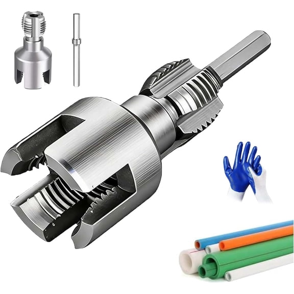 4 in 1 Water Pipe Wrench, Pipe Tapping and Threading Tool, 1/2'' and 3/4'' Water Pipes Internal and External Integrated Threader, Compatible with Electric Drills (1/2")