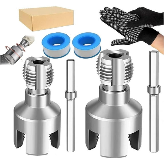 4 In 1 Water Pipe Wrench, Pipe Tapping And Threading Tool, 2-In-1 Internal & External Pvc Pipe Threading Tool Kit, 1/2'' And 3/4'' Water Pipe Internal And External Integrated Threader (1/2''+3/4'')