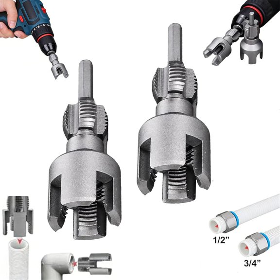 4 in 1 Water Pipe Wrench, Pipe Tapping and Threading Tool, Integrated Internal & External Pipe Threading Tool, 4-in-1 Water Pipe Wrench for All Plumbing Needs, 1/2" and 3/4"