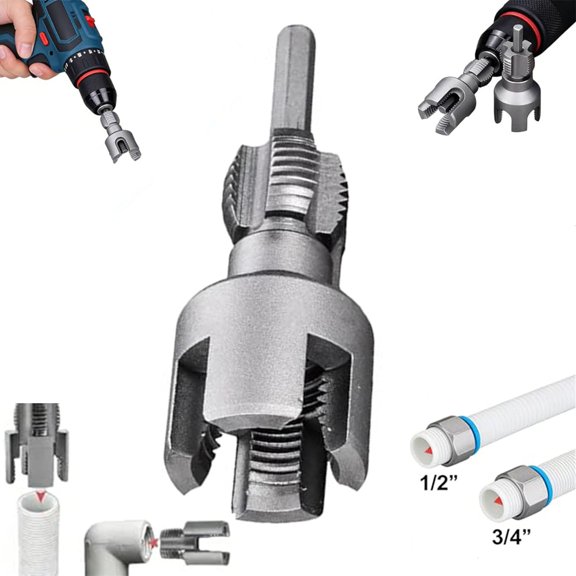 4 in 1 Water Pipe Wrench, Pipe Tapping and Threading Tool, Integrated Internal & External Pipe Threading Tool, 4-in-1 Water Pipe Wrench for All Plumbing Needs, 1/2" and 3/4"