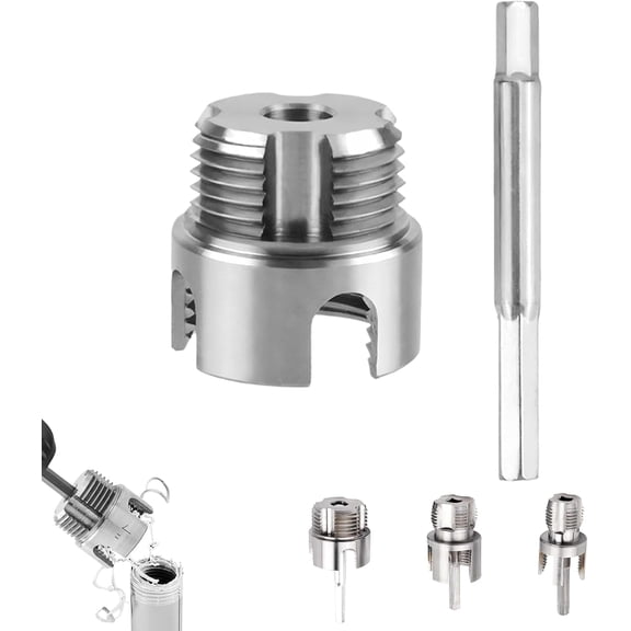 4 in 1 Water Pipe Wrench, Universal Pipe Opener for PVC Pipes, integrated internal & external pipe threading tool for 1/2", 3/4" and 1" Water Pipes, Drill Driven Plumbing Repair Set (All)