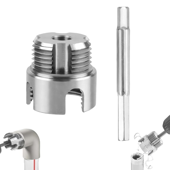 4 in 1 Water Pipe Wrench, Universal Pipe Opener & Threader, Internal & External Integrated Threading Tool for 1/2" & 3/4" & 1" PVC Water Pipes, Drill Driven Plumbing Repair Kit (1/2")