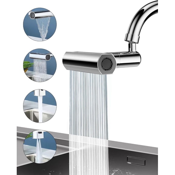 4 in 1 Waterfall Kitchen Faucet,360°Swivel Faucet Extender for Kitchen Sink,Splash-Proof Kitchen Faucet Head Replacement,Highh Arc Sink Faucet Suitable for Washing Fruit Vegetable