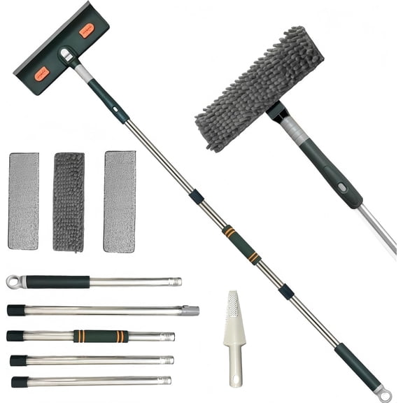 4 in 1 Window Cleaner Set,Long for Window Cleaning with 81" Adjustable Extendable Pole,Professional Long-Handled Window Washing Kit for ,Outdoor Windows, Glass, Floor