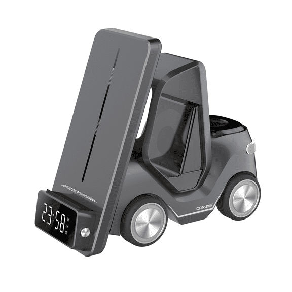 4 in 1 Wireless Charging Station Alarm Clock, Charging Dock for Apple Devices, Charger Stand for iPhone 16 15 14 13 12 11 Pro Max for Apple Watch & AirPods