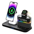 thumbnail image 1 of 4 in 1 Wireless Charging Station Alarm Clock, Charging Dock for Apple Devices, Charger Stand for iPhone 16 15 14 13 12 11 Pro Max for Apple Watch & AirPods, 1 of 10