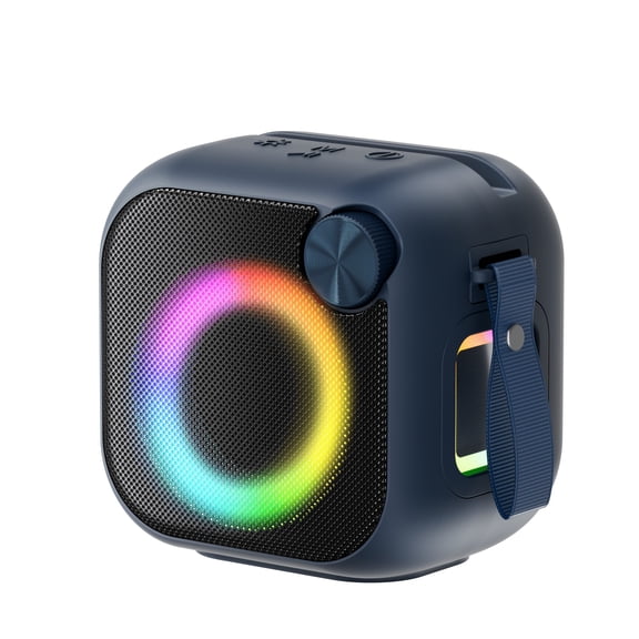 4 in 1 Wireless Portable Bluetooth Speaker RGB HD Stereo Sound, Type-C Rechargeable with Strap, Support USB TF AUX FM Radio for Camping Cycling Hiking Outdoor Party