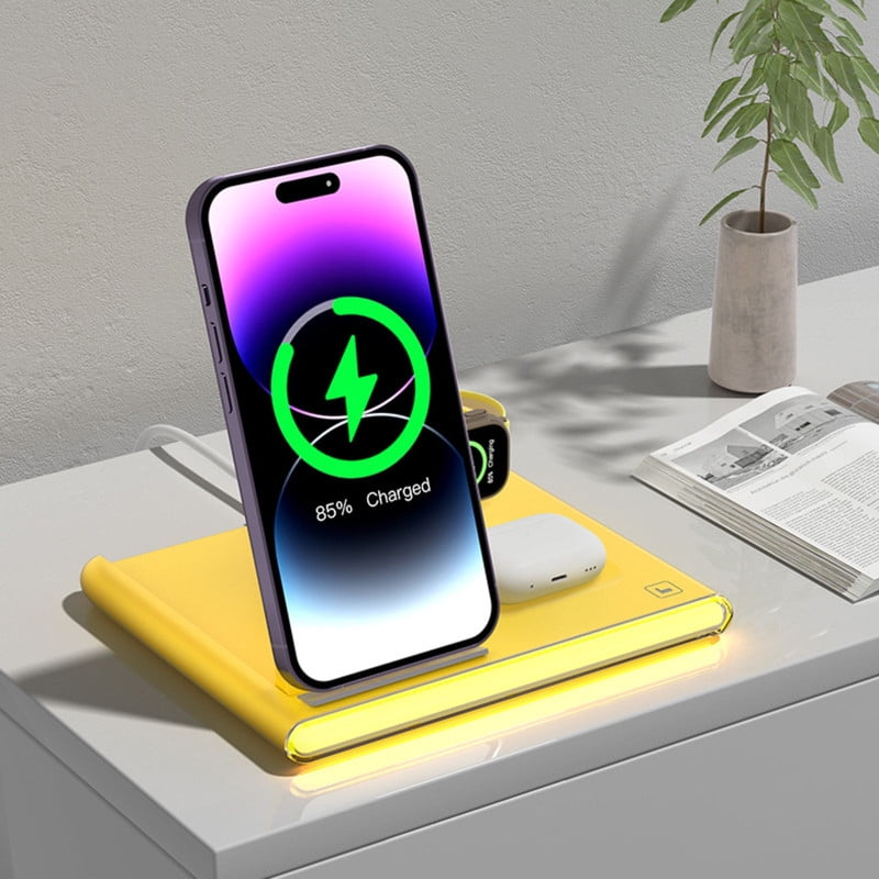 4 in 1 Wireless charging station fast Foldable Travel dock for iPhone 15 14 13 12 11 etc.,Samsung android Phone for Apple Watch 9 8 7 6 5 4 3 Samsung Galaxy Watch 6/5/4 Galaxy Buds AirPods Pro 3 2
