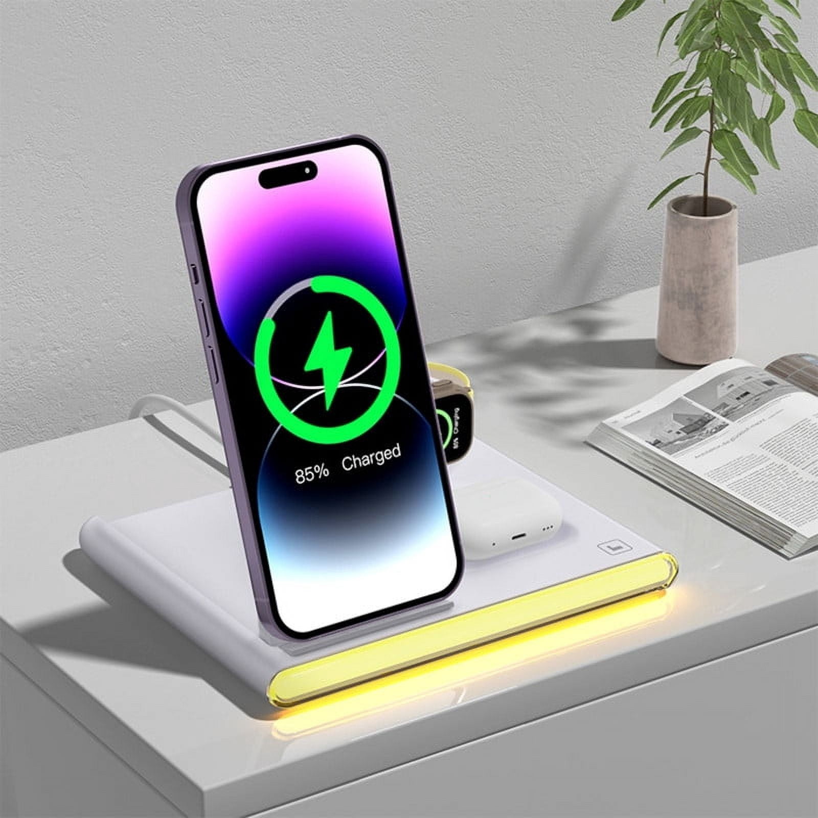 4 in 1 Wireless charging station fast Foldable Travel dock for iPhone 15 14 13 12 11 etc.,Samsung android Phone for Apple Watch 9 8 7 6 5 4 3 Samsung Galaxy Watch 6/5/4 Galaxy Buds AirPods Pro 3 2
