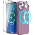 thumbnail image 1 of (4 in 1  for iPhone 14 Case Compatible with MagSafe (6.1 inch, 2022), with 2 Pack Screen Protector + Camera Cover, Liquid Silicone Phone Case (Lilac Purple), 1 of 14