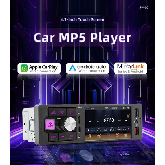 4.1 inch Car Radio Touch Screen Carplay Mirror link Bluetooth TF